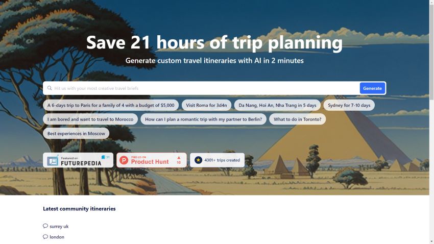 AI-powered travel planning platform: PlanTrips